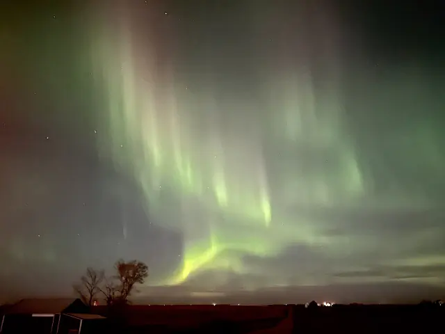 Aurora borealis in the night sky above Alaska