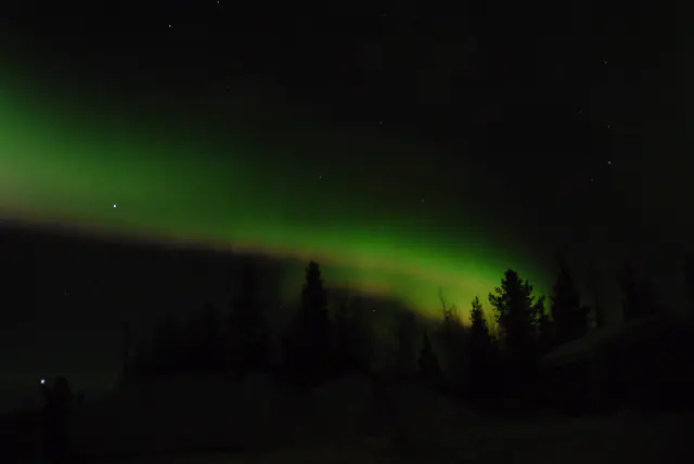 Aurora borealis in the night sky above Iceland