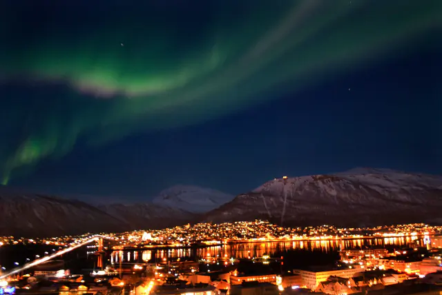 Aurora borealis in the night sky above Canada