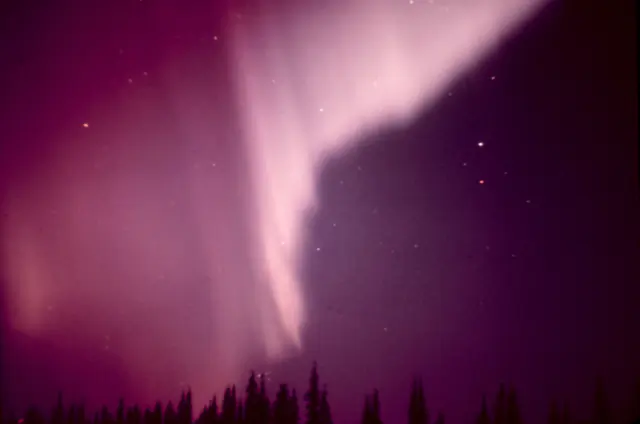 Aurora borealis in the night sky above Canada